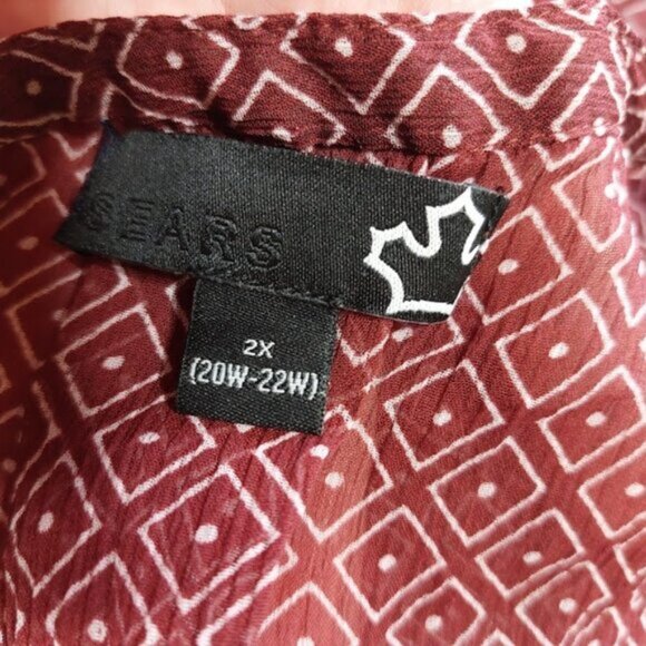 Long Red Printed Tank Sleeveless Blouse Size 2X - Picture 5 of 5